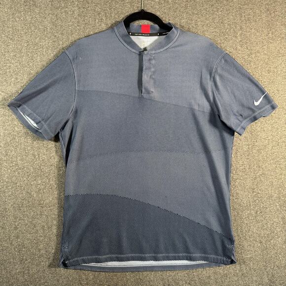 Nike Tiger Woods Polo Mens Medium Blue Dri-FIT Blade Collar Golf CT3799-460 - Picture 1 of 11